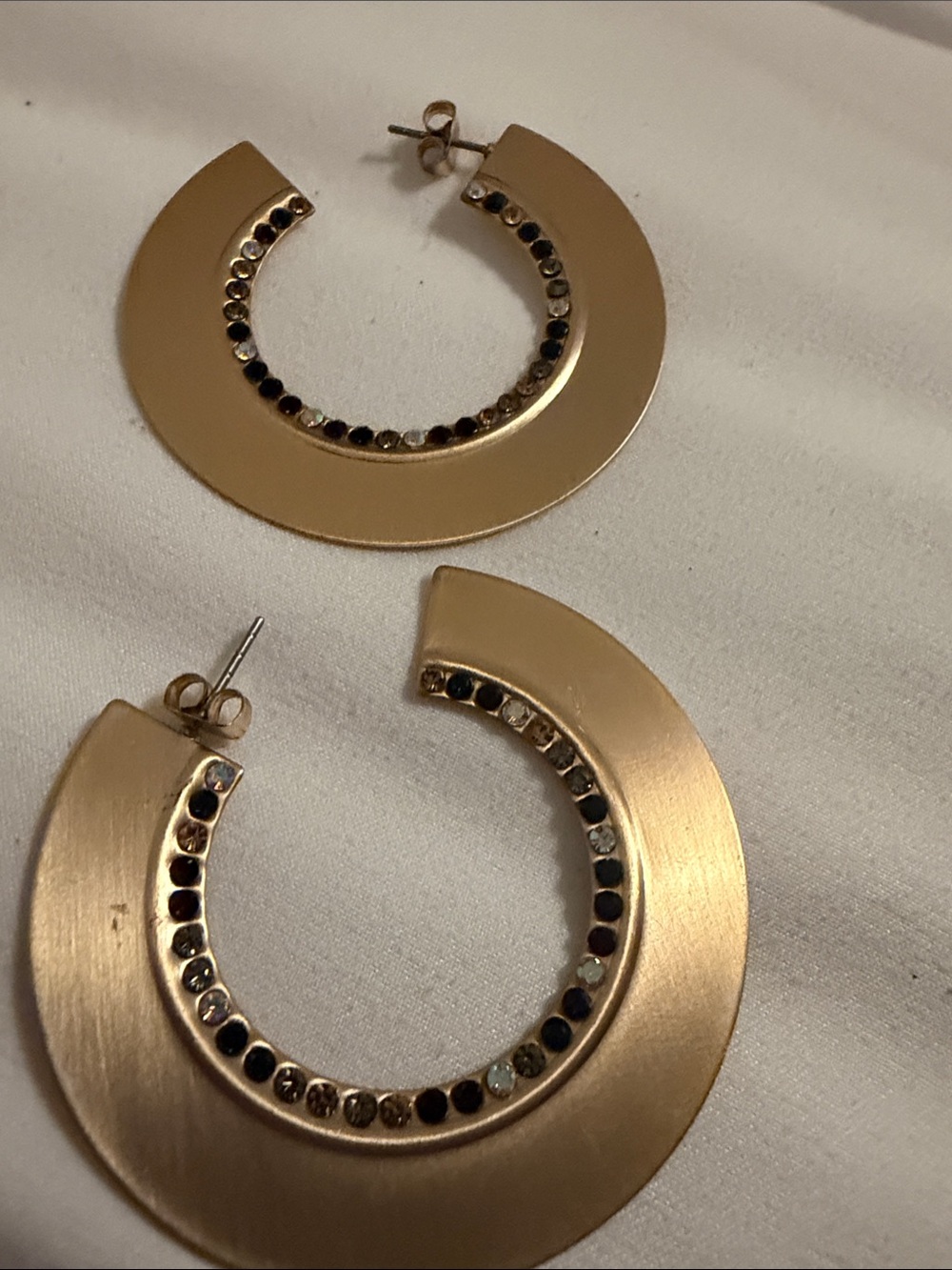 Ann Taylor Gold-Tone Hoop Earrings with Black and Clear Accents